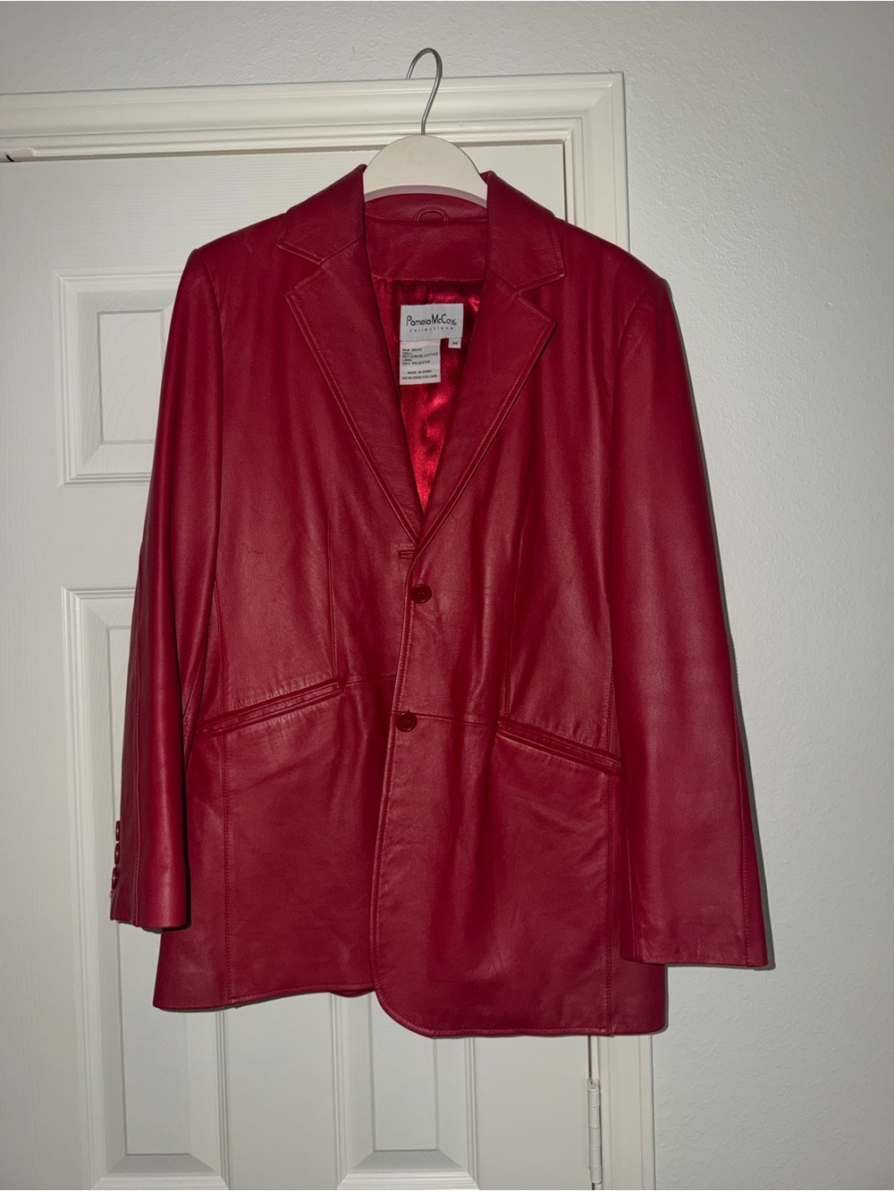 Red Leather Blazer Jacket